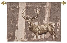 Stately Stag Taupe Loom Woven Tapestry - 105 x 145 cm (3'5" x 4'9") - Requires Rod Size 4
