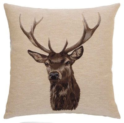 Stag on Beige Regular Cushion with filler - 46x46cm (18"x18")