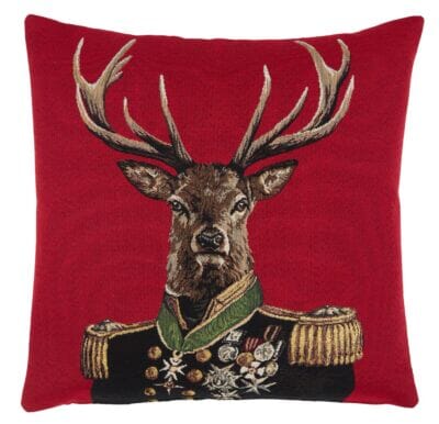 Admiral Stag Red Tapestry Cushion with filler - 46x46cm (18"x18")