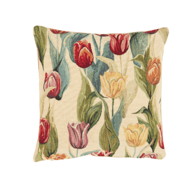 Spring Tulips Tapestry Cushion with Feather Filler - 33x33cm (13"x13")