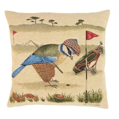 Bertie Bluetit the Golfer Tapestry Cushion - 46x46cm (18"x18")