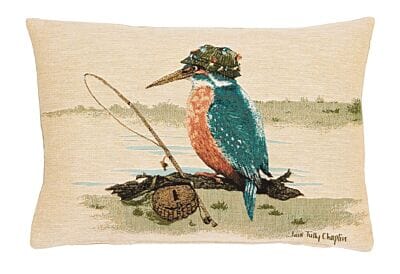 Kenneth Kingfisher the Fisherman Cushion with Feather Filler - 33x46cm (13"x18")