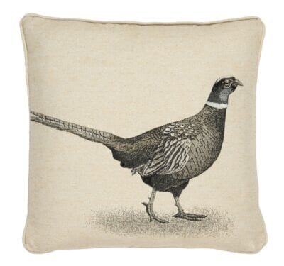 Country Linen Pheasant Left Piped Tapestry Cushion - 45x45cm (18"x18")