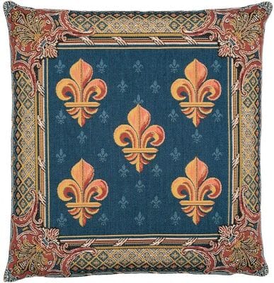 Fleur de Lys-Blue Tapestry Cushion - 46x46cm (18"x18")