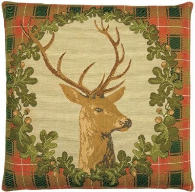 Stag's Head Tapestry Cushion - 46x46cm (18"x18")