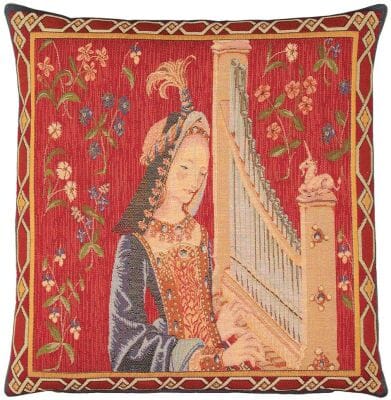Lady with the Organ Tapestry Cushion - 46x46cm (18"x18")