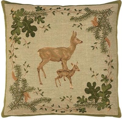 Deer & Fawn Tapestry Cushion - 46x46cm (18"x18")