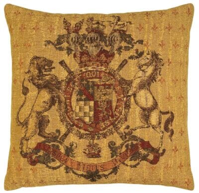 Armorial Chenille Tapestry Cushion - 43x43cm (17"x17")
