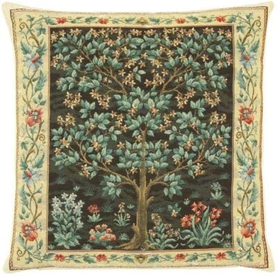 Tree of Life Dark Cushion with Feather Filler - 33x33cm (13"x13")