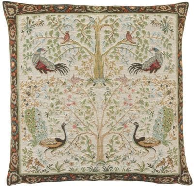Birds & Trees Cream Tapestry Cushion - 46x46cm (18"x18")