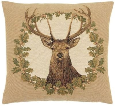 Stag Beige Tapestry Cushion - 46x46cm (18"x18")