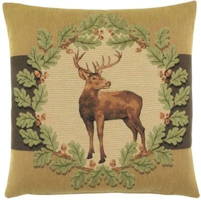 Stag & Oakleaves I Tapestry Cushion - 46x46cm (18"x18")