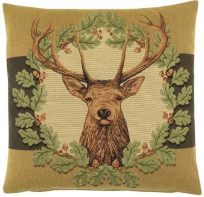 Stag & Oakleaves II Tapestry Cushion - 46x46cm (18"x18")