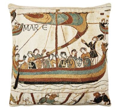 Bayeux-Longship (woollen) Tapestry Cushion - 46x46cm (18"x18")