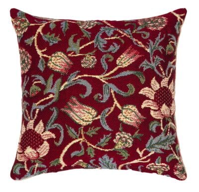 Evenlode Red Fibre Filled Tapestry Cushion - 20x20cm  (8"x8")