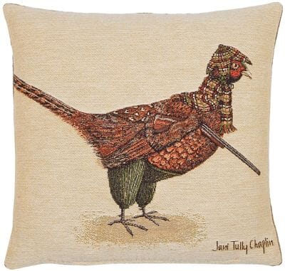 Phillip Pheasant the Gamekeeper Cushion with Feather Filler - 33x33cm (13"x13")