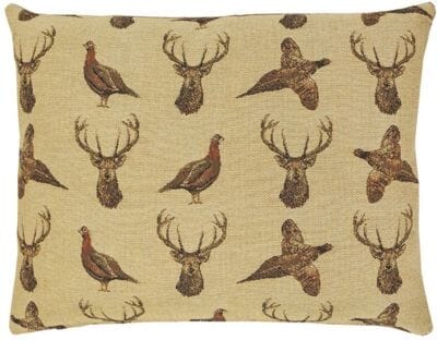 Highland Beige Cushion with Feather Filler - 33x46cm (13"x18")
