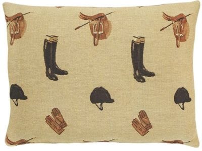 Equestrian Beige Cushion with Feather Filler - 33x46cm (13"x18")