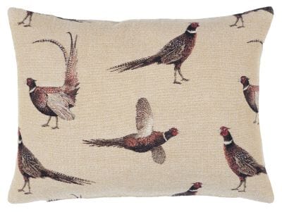 Country Pheasants Cushion with Feather Filler - 33x46cm (13"x18")