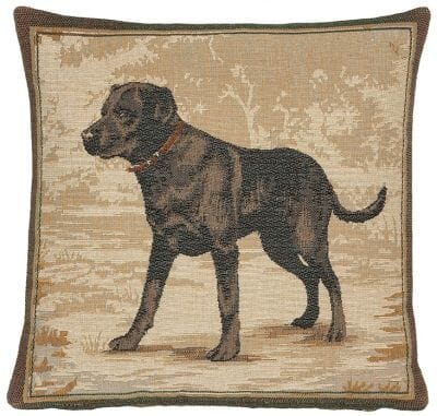 Black Lab Cushion with Feather Filler - 33x33cm (13"x13")