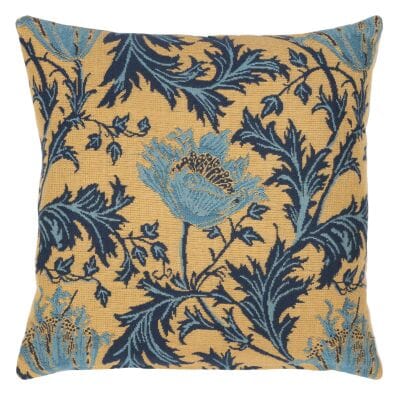 Morris Anemone Gold Cushion with Feather Filler - 33x33cm (13"x13")