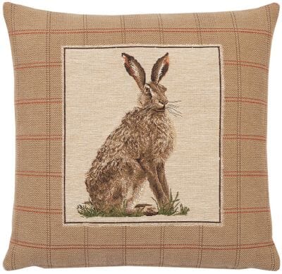Country Hare Left Tapestry Cushion - 46x46cm (18"x18")