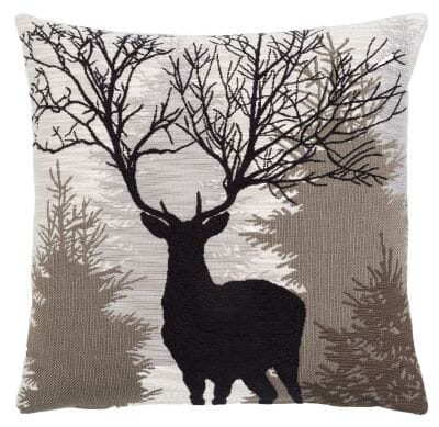 Silhouette Stag Tapestry Cushion - 46x46cm (18"x18")