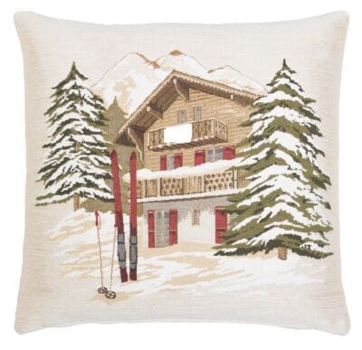 Alpine Skiing Lodge Tapestry Cushion - 46x46cm (18"x18")