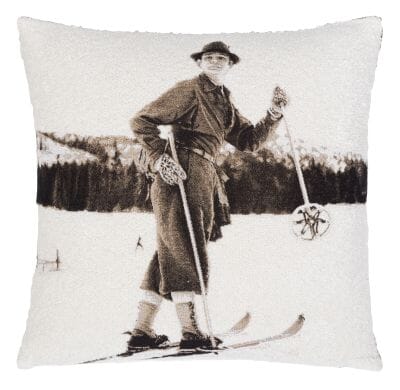 Vintage Skiing I Tapestry Cushion - 46x46cm (18"x18")