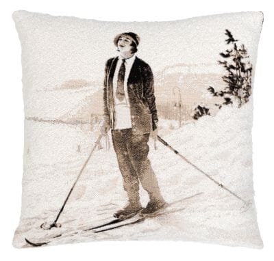 Vintage Skiing II Tapestry Cushion - 46x46cm (18"x18")