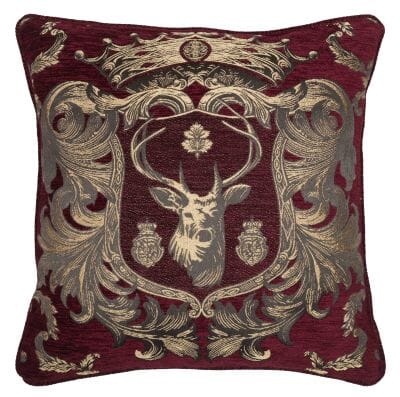 Regal Stag Red Tapestry Cushion  - 46x46cm (18"x18")