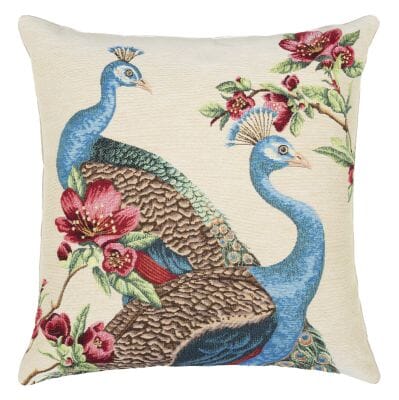 Peacocks & Flowers Tapestry Cushion - 46x46cm (18"x18")
