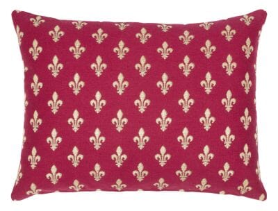 Red Fleur de Lys Cushion with Feather Filler - 33x46cm (13"x18")