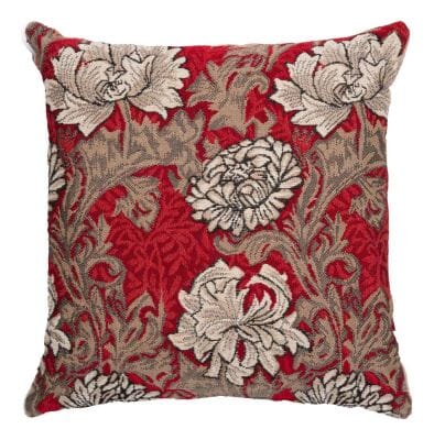 Chrysanthemums Red Cushion with Feather Filler - 33x33cm (13"x13")
