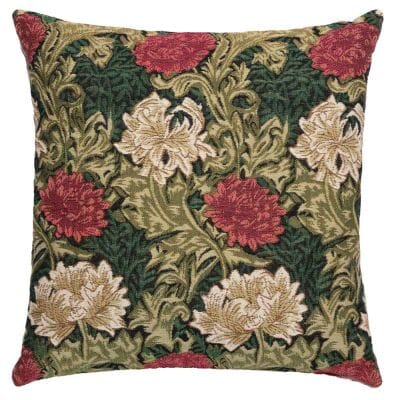 Chrysanthemums Green Regular Cushion with filler - 46x46cm (18"x18")