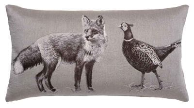 Fox & Pheasant Country Linen Tapestry Cushion - 33x60cm (13"x24")