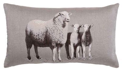 Suffolk White & Lambs Country Linen Tapestry Cushion - 33x60cm (13"x24")