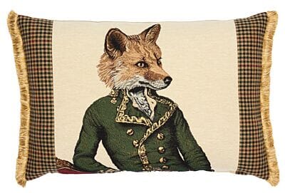 Master Fergus Fox Large Tapestry Cushion with Tweed & Fringe - 46x60cm (18"x24")