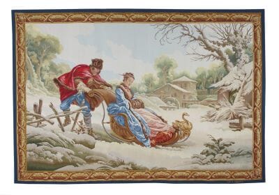 Traneau dans la Neige Antique Original Tapestry