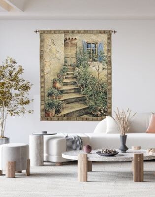 Tuscany Villa Steps Loom Woven Tapestry - 2 Sizes Available