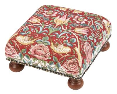 Tulip & Rose Red Tapestry Footstool