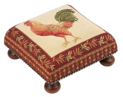 Red Cockerel Tapestry Footstool