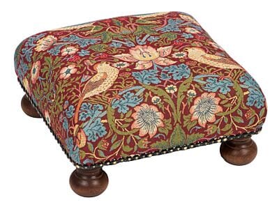 Strawberry Thief Red Tapestry Footstool