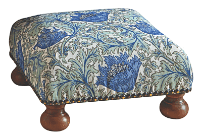 Anemone Blue Green Tapestry Footstool