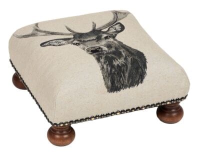 Country Linen Stag Tapestry Footstool