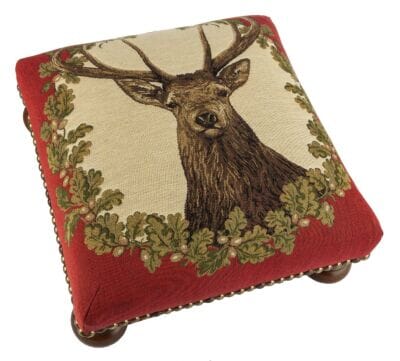 Stag Red Tapestry Footstool
