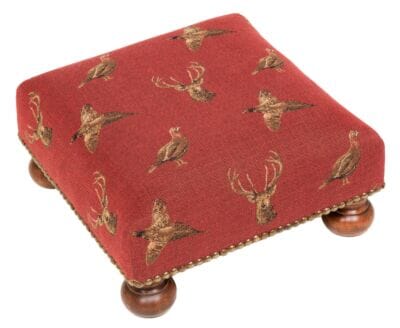 Highland Claret Tapestry Footstool