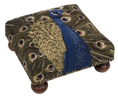 Peacock Tapestry Footstool
