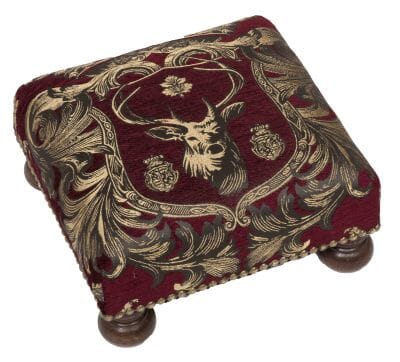 Regal Stag Red Tapestry Footstool