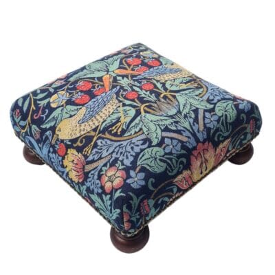 Strawberry Thief Blue Birds Tapestry Footstool - Last Piece Remaining!